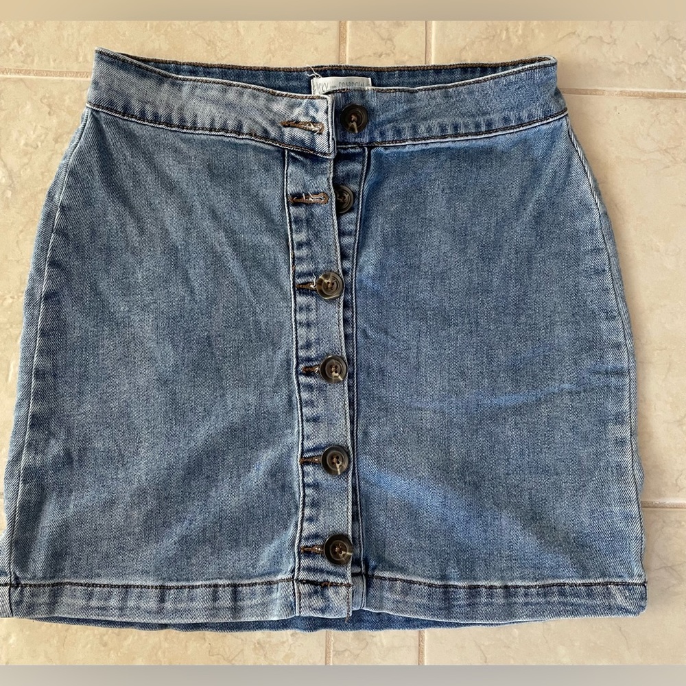 Denim Front Button Skirt